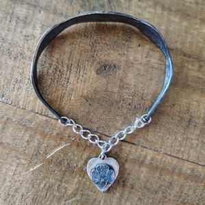 Floral Charm Leather Bracelet